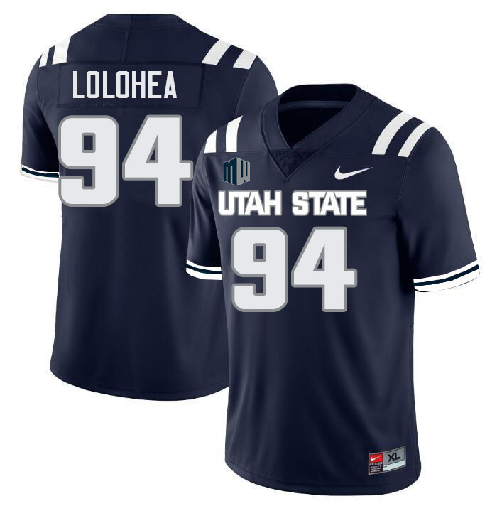 Utah State Aggies #94 Ricky Lolohea College Football Jerseys Stitched-Navy